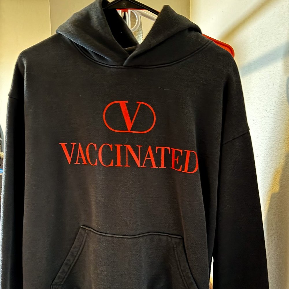 CLONEY x VALENTINO Vaccinated Hoodie Sz Large